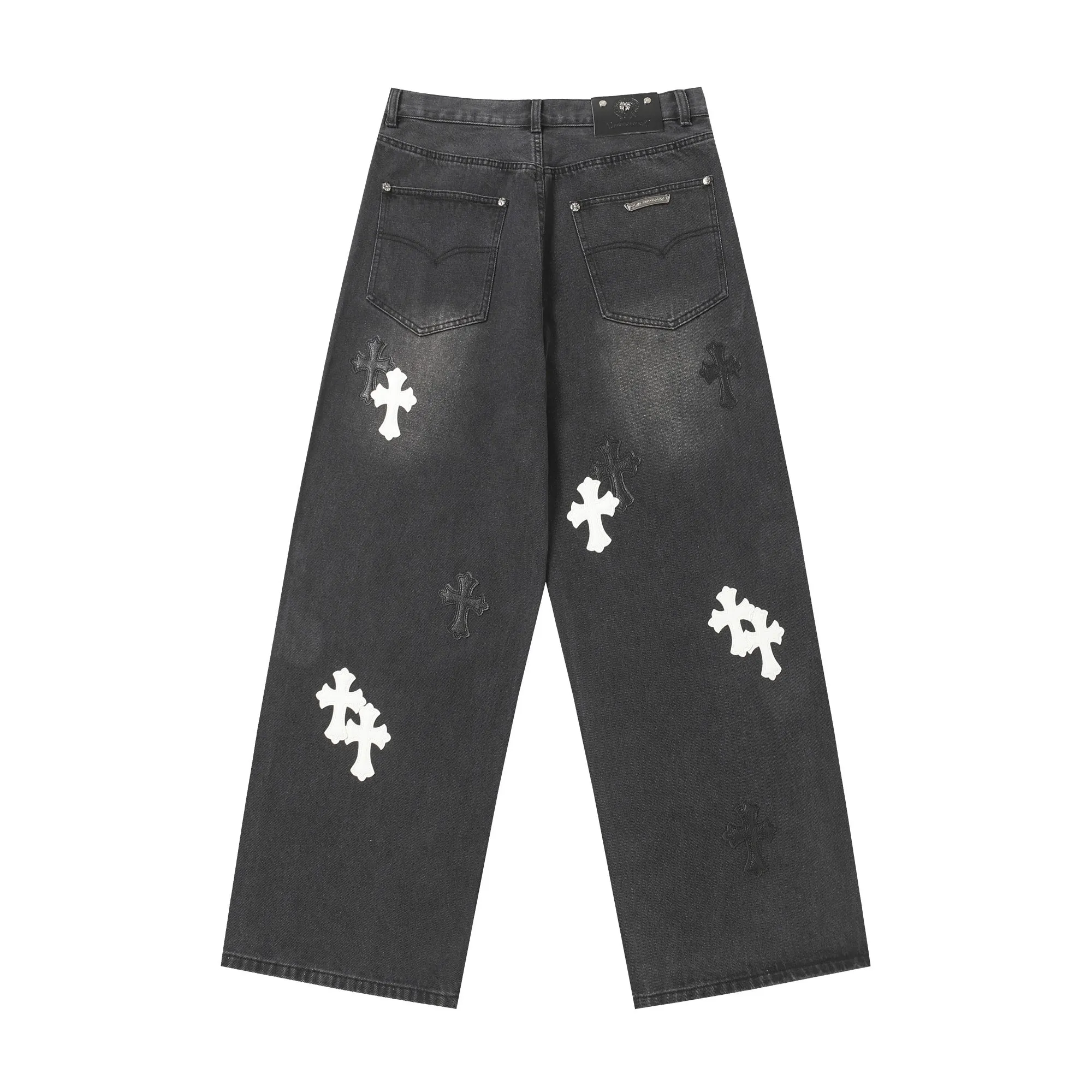 KE305 P270 The only correct leather label version on the market Chrome Hearts CH Heavy-duty washed distressed wide-leg jeans Top ceiling quality 100% correct version The correct version is here!  Believe me this must be the best quality you will ever come across! ! Excellent value for money! !  Styles with different washes and textures are very friendly to people with thin legs and thick legs. The straight version is very flattering to the shape of the legs. The moderate length is timeless and easy to match. It is the basis of various styles and a must-have in the wardrobe! ! Add a little stacking to make the atmosphere easy to control. The fabric is stiff but the upper body is soft without losing texture. The sides and cuffs of some styles have a bone-wash effect. It’s really hard not to love it!  ✅Correctly customize the Croxin metal leather label on the back panel. It is definitely not sold directly with the cross on the finished jeans. 1:1 copying strives for excellence and the details are perfectly grasped. ✅The cross leather label is clear and smooth. Exquisite turning top craftsmanship. ✅Buttons, zippers and hardware are all customized versions of the Croxin LOGO. ✅High-cost washing process. Size: 28 30 32 34 36